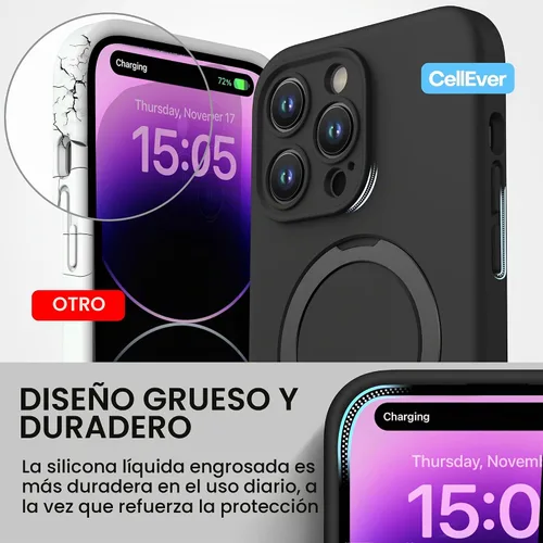 Vista 5 de CellEver Funda magnética fuerte para iPhone 14 Pro Max [para carga MagSafe] [protección de cámara] protección de alta resistencia, funda de silicona