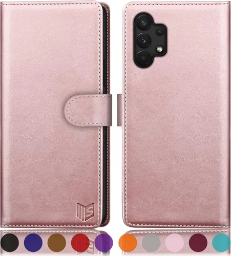 Vista 15 de SUANPOT Funda tipo cartera para Samsung Galaxy A13 5G con bloqueo RFID, tarjetero de crédito, funda protectora de piel sintética con tapa para Negro