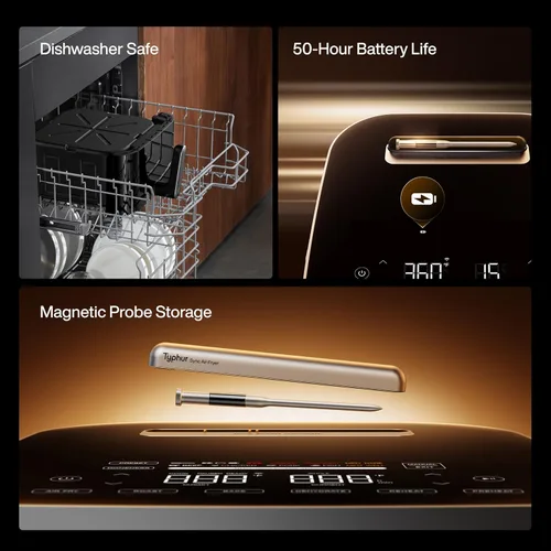 Vista 12 de Typhur Freidora de Aire Sync de 8QT con Termómetro Inalámbrico Integrado para Carne, Freidora de Aire Inteligente de Cerámica No Tóxica 9-en-1