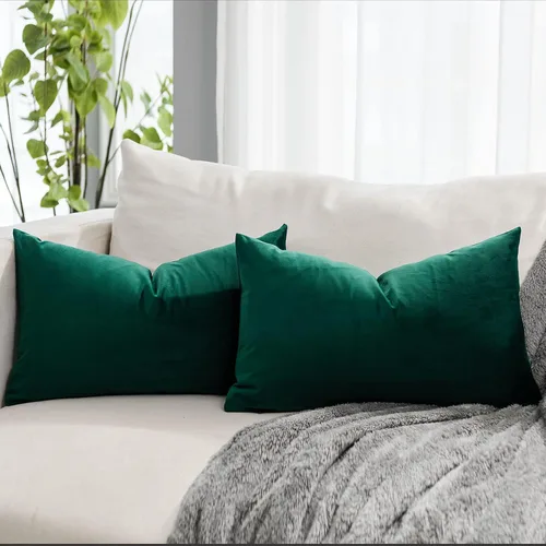 Vista 15 de Juego de 2 fundas de almohada de terciopelo suave negro de 14 x 14 pulgadas para sofá, cama, sala de estar, fundas decorativas de lujo cuadradas