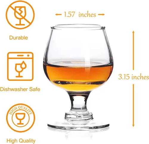 Vista 2 de Valeways Juego de 6 mini vasos de chupito de 1.75 onzas, transparentes, súper lindos, perfectos para degustar brandy - Snifters de vidrio