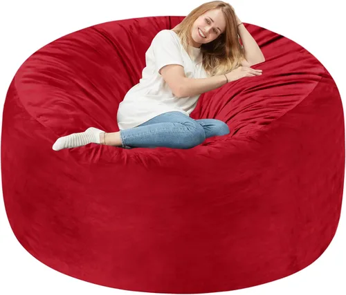 Vista 80 de Homguava Silla de Puf de 2 Pies: Pufs de 2' con Espuma de Memoria Rellenos, Cómodas Sillas de Puf Redondas con Funda de Terciopelo Holandés - Rosa