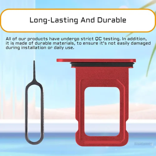 Vista 4 de Para iPhone 12 Rojo SIM Bandeja de Reemplazo Solo Versión SIM para iPhone12 Ranura para tarjeta con anillo de goma impermeable Kit de reparación Kit