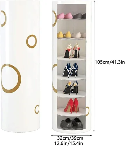 Vista 3 de Shelves Shoe Rack 360° Rotating 7 Tier Shoe Cabinet Round Shoe Rack Tower without Door for Entryway Hallway Space Saving Shoe Shelf