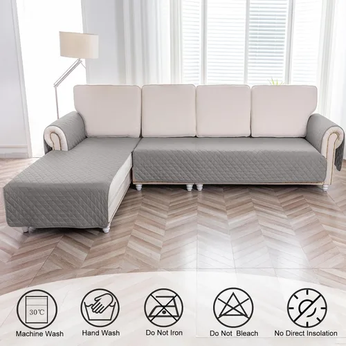 Vista 6 de Fundas para sofá modular, impermeables, en forma de L, 2 piezas, reversible, con funda para diván, protector duradero de muebles, fundas de sofá