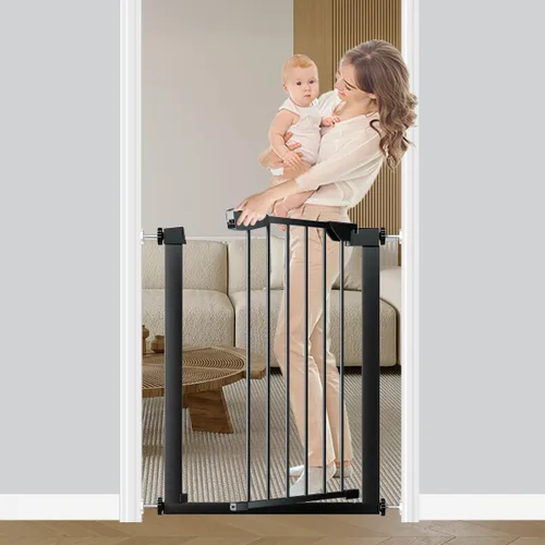 Vista 6 de Fairy Baby Puerta estrecha para bebés de 22.8 a 25.5 pulgadas para escalera, puerta de mascotas de cierre automático montada a presión para pequeños