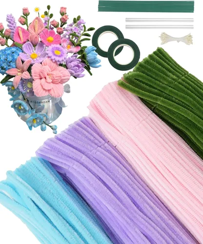 400 piezas de limpiadores de tuberías artesanales, 3 colores limpiadores de