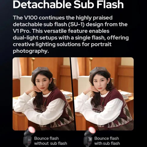 Vista 4 de Godox V100 N V100-N 100Ws TTL Flash, 400 destellos de potencia completa, tiempo de reciclaje de 1.7s, 2.4G inalámbrico con flash externo, luz