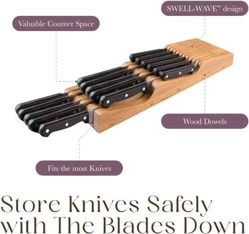 Vista 3 de Bellemain organizador de cuchillos para cajón 100% puro bambú
