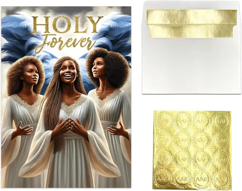 Vista 7 de African American Expressions - Juego de tarjetas navideñas en relieve en caja - Diseños de temporada inspiradores - Juego de 15 (5x7) tarjetas