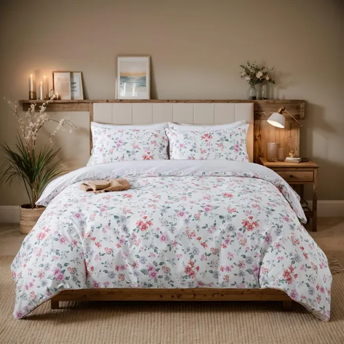 Vista 10 de FADFAY Juego de funda de edredón floral, tamaño completo, 100 % algodón, diseño de rosas y flores, funda de edredón azul, ropa de cama vintage