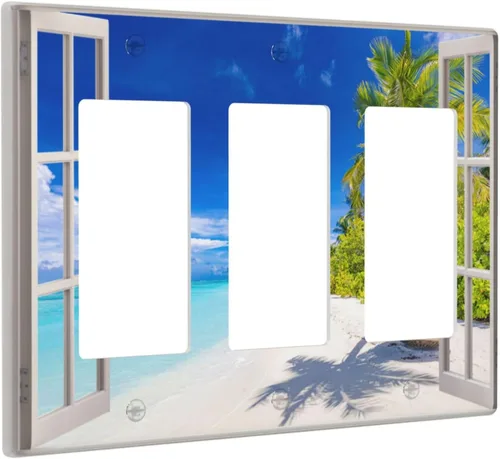 Vista 59 de Pintura al óleo de flores abstractas de 1 cuadrilla de interruptor de luz dúplex individual cubierta de salida placa de pared decorativa Placa