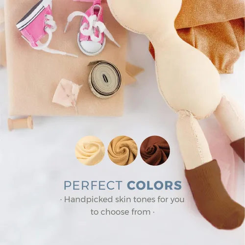 Vista 5 de VALENGO - Tela de tono de piel de alta calidad para fabricación de muñecas, 100% algodón entrelazado, tela de color de piel de muñeca Waldorf - 1