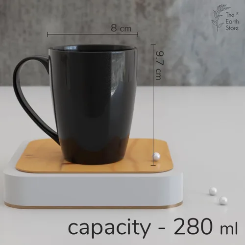 Vista 4 de Black Shine - Juego de 6 tazas de té de cerámica, aptas para microondas, tazas de té de cerámica (9.5 fl oz cada una)