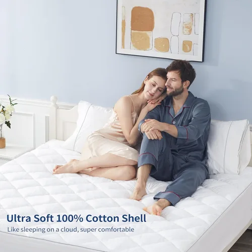 Vista 5 de Sunflower Protector de Colchón Twin, Funda de Colchón de Algodón Hipoalergénico para Dormitorio Universitario, 18-22" Bolsillo Extra Profundo