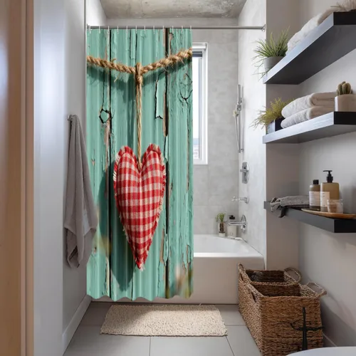 Vista 227 de Shrahala Father and Child Embracing No Hooks Shower Curtain with Snap in Liner Set, Tender Moment Captured Bathroom Décor Polyester Fiber Waterproof