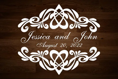 Vista 2 de Adhesivo de boda para pared y piso, calcomanía de piso de baile de boda y cumpleaños, decoración de pared personalizada, calcomanías de monograma