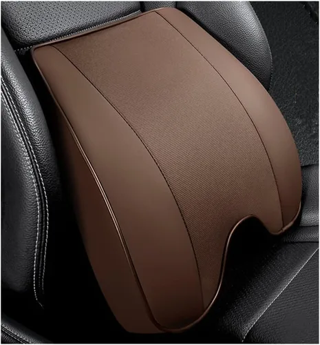 Vista 8 de Almohada lumbar de espuma viscoelástica y piel sintética – Almohada de apoyo de espalda media/baja del coche – Adecuado para asientos de coche