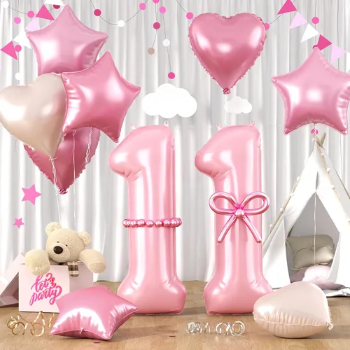 Vista 76 de Juego de Globos Dorados Número 15, Globos Dorados Número 15 para el 15º Cumpleaños, Globo de Oro de Lámina con Forma de Estrella y Corazón con Globo