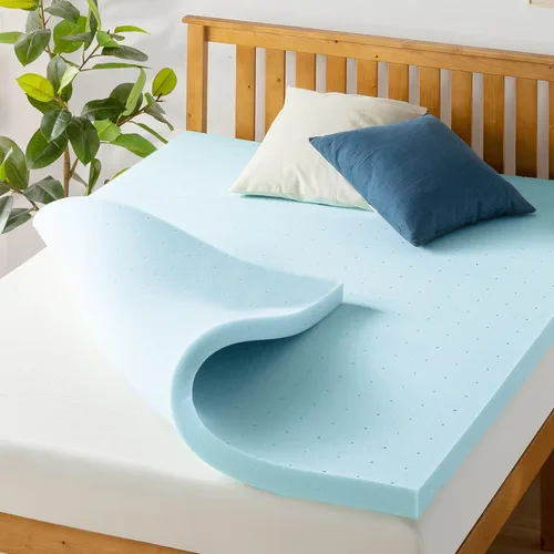 Vista 14 de Best Price Mattress - Sobrecolchón de espuma viscoelástica ventilada de 1.5 pulgadas con infusión de gel refrescante, certificado CertiPUR-US