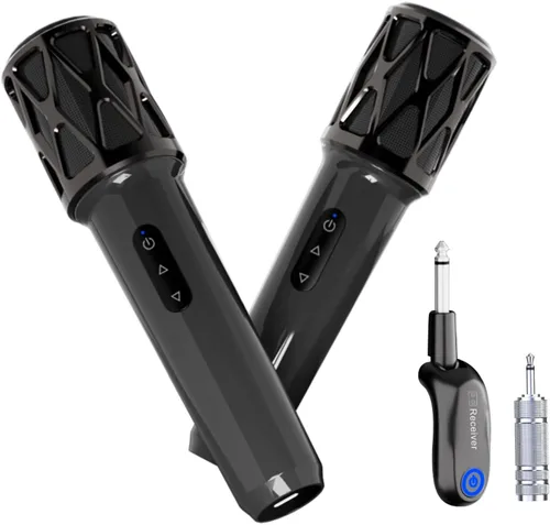 ZOWEETEK Micrófonos inalámbricos para cantar, micrófono dinámico de mano dual con receptor recargable, juego de micrófono de karaoke para cantar,