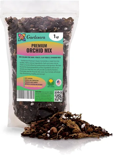 GARDENERA Orchid Soil Mix - Mezcla de tierra para macetas de musgo esfagnum clásico de primera calidad, 1 cuarto de galón, para orquídea Phalaenopsis