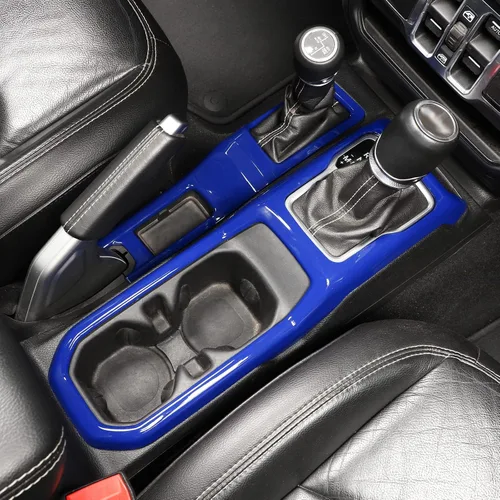 Consola Central 4WD Panel de Cambio de Marchas y Portavasos para 2018-2024+ Jeep Wrangler JL JLU Gladiator JT (Azul)