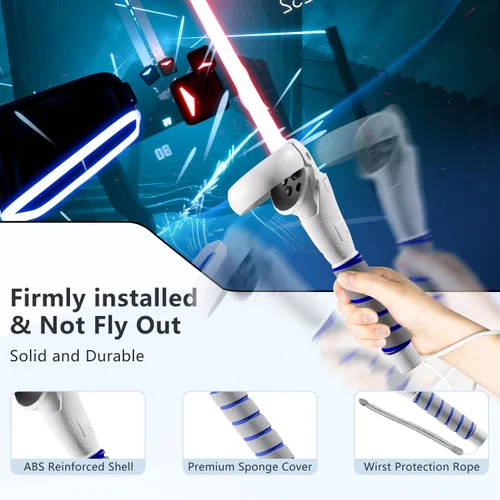 Vista 4 de 2 in 1 Long Arms & Handle Attachments Compatible with Oculus Quest 2 Hand Controllers, VR Gorilla Tag Long ArmsStick Extension Grips for Meta Quest