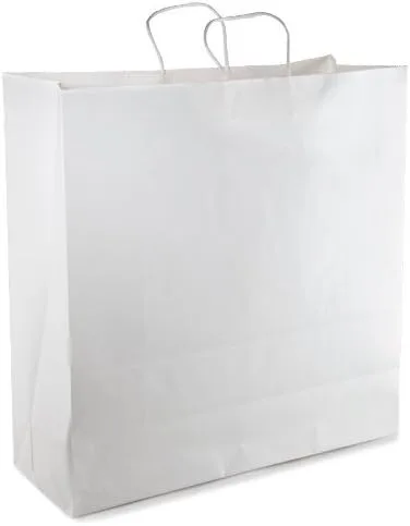 Decony Bolsas de papel jumbo blancas con asa de 18 x 7 x 19 200 piezas. -Bolsas de regalo de papel kraft a granel con asas. Ideal para compras