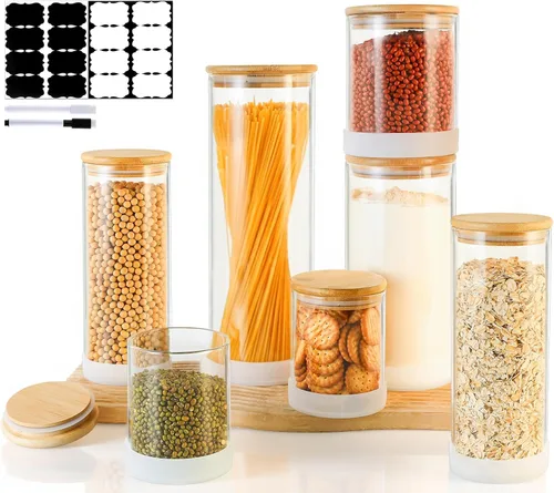 Vista 10 de TBWIND Paquete de 12 tarros redondos de vidrio para especias de 10 onzas con tapas y cucharas, juego de recipientes herméticos para especias