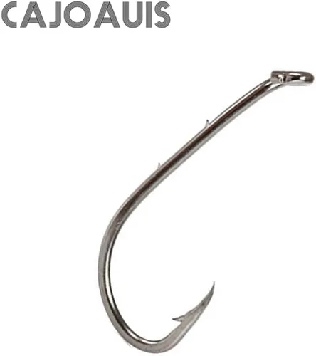 Vista 4 de Anzuelos de pesca de cebo, 100 unids/paquete de púas con mango de púas para pesca de ojos (8 # -6/0)