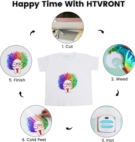 Vista 6 de HTVRONT - Rollo de vinilo metálico termotransferible (HTV), 12 pulg x 8 pies; textura de vidrio roto, p/planchar, p/Cricut y Cameo - Fácil de cortar