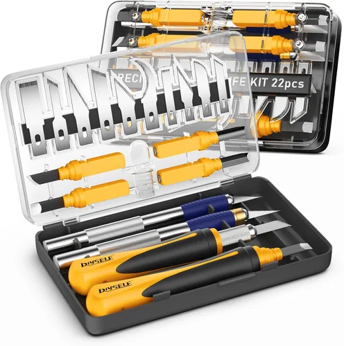 Vista 10 de DIYSELF Juego de 2 cuchillos Exacto para manualidades, arte y cuero - Cuchillo de precisión con 20 cuchillas #11 (negro)