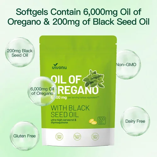 Vista 8 de VivoNu Aceite de orégano con cápsulas de aceite de semilla negra