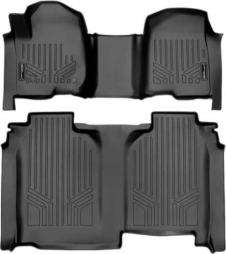 SMARTLINER - Juego de alfombrillas de ajuste personalizado para todo tipo de clima, 2 filas, compatibles con Chevrolet Silverado 1500 2019 a 2025