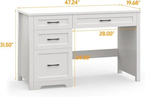 Vista 2 de Befrases Farmhouse 47" Executive Desk with 3 Storage Drawers, Wood Computer Desk with File Drawer, Workstation for Home Office, Study
