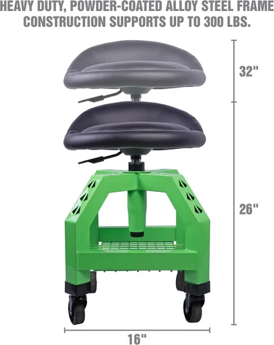 Vista 3 de OEMTOOLS 24907 Taburete mecánico de 360 grados, taburete de garaje ajustable en altura sobre ruedas, taburete mecánico de capacidad de 300 libras