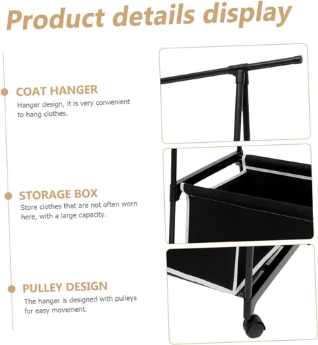 Vista 6 de Perchero portátil cestas de metal percha soporte de ropa resistente para dormitorio