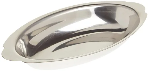 Vista 2 de Winco Plato para gratinar ovalado de acero inoxidable, 8 onzas
