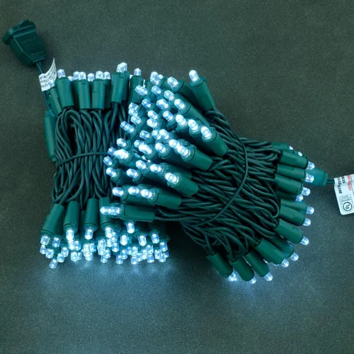 Vista 3 de YULETIME Luces LED de Navidad de gran angular de color blanco frío, 200 unidades, 50 pies, paquete de 2 hebras de 25 pies, 100 luces