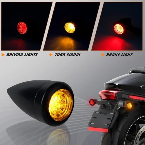 Vista 3 de NTHREEAUTO Luces LED de giro traseras para motocicleta, indicadores de bala universales, compatibles con Harley Sportster Dyna Iron 883 Honda Shadow