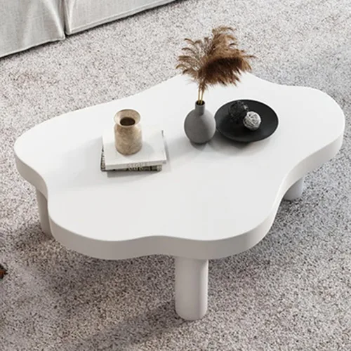 Vista 9 de Mesa de centro Cloud de madera maciza irregular, con forma de nube, decoración de mesa auxiliar con 3 patas, bonita mesa auxiliar redonda moderna
