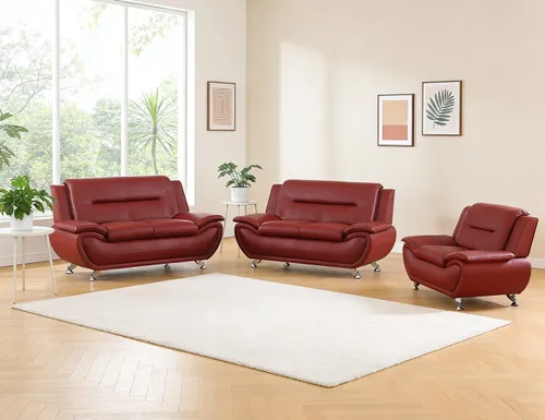 Vista 51 de Sofá seccional de cuero negro, juego de muebles de sala de estar, juego de 2 piezas de sofá moderno para sala de estar, apartamento, oficina, negro#1