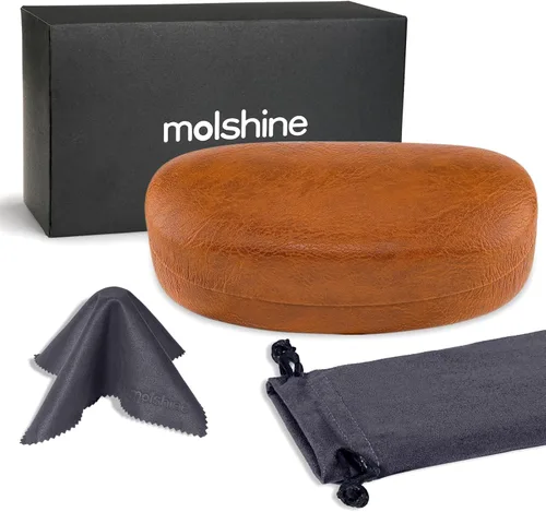 Vista 2 de molshine Estuche rígido para lentes de sol, funda clásica grande para lentes de sol, anteojos con paño de limpieza, bolsillo