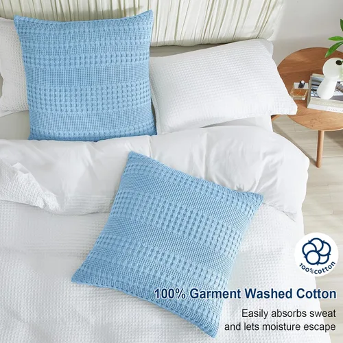 Vista 49 de PHF - Fundas de almohada 100% algodón con tejido gofre europeo, 26 x 26 pulgadas, 2 unidades para decoración elegante del hogar, para cama, sin