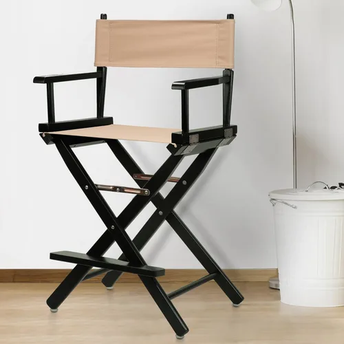 Vista 2 de Casual Home - Silla de director de 24.0 in, marco negro, con lona bronceada, altura de mostrador