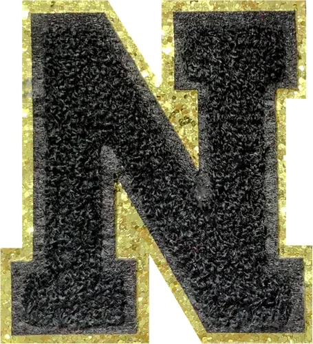 Vista 99 de 4 parches de letras de felpilla negra, parches de letras termo-adhesivas de 2.2", parches de letras de felpilla para ropa (S)