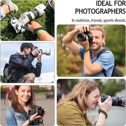 Vista 4 de AQAREA Correa de muñeca para cámara DSLR sin espejo, correa de mano de cámara de liberación rápida con conector más seguro (negro)