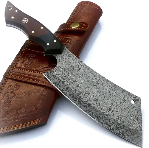 Cuchillo de carnicero de Damasco, cuchillo de carnicero para cortar carne, 12 pulgadas, hecho a mano, cuchillo de espiga completa para cortar carne