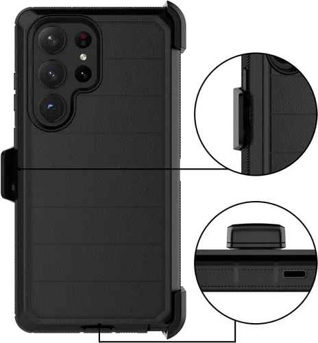 Vista 7 de Takfox Funda para Samsung Galaxy S23 Ultra para Samsung S23 Ultra con clip para cinturón, funda protectora resistente, resistente, a prueba